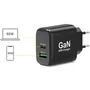 Port Designs 902104EU - Chargeur mural GaN 65 W avec ports USB-C et USB-A - Noir