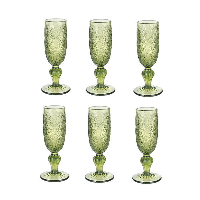 Home ESPRIT Set de Verres Vert Volets 160 ml (6 Unités) Home ESPRIT Set de Verres Vert Volets 160 ml (6 Unités)