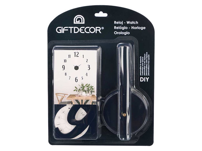 Giftdecor Horloge Adhésive 60 cm Chiffres Brillants Noir (Set de 12)