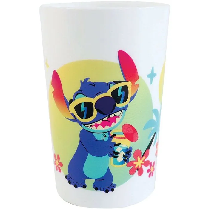 Fun House - Vaisselle Disney Lilo et Stitch - Lot avec 2 Verres, 2 Assiettes Plates Ø22cm, Assiette Creuse Ø16cm, Couverts et Gourde 350ml