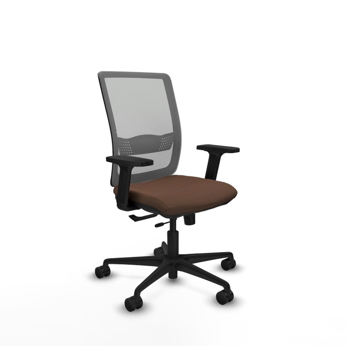 Chaise Haches Synchrone/Traslack tissu Marron foncé Maille Gris Base en nylon noir Accoudoir 2D Sans appui-tête Roulettes 65mm nylon Chaise Haches Synchrone/Traslack tissu Marron foncé Maille Gris Base en nylon noir Accoudoir 2D Sans appui-tête Roulettes 65mm nylon