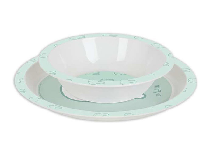 Safta Set d'assiettes, couverts et verre Miffy Menthe 26x26x9 cm pour enfant à partir de 3 ans