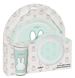 Safta Set d'assiettes, couverts et verre Miffy Menthe 26x26x9 cm pour enfant à partir de 3 ans