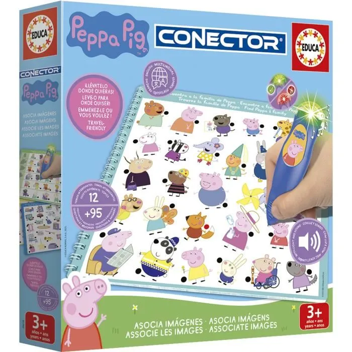 Educa - Conector Junior - Jeu éducatif électronique Peppa Pig - Apprentissage interactif avec son et lumière - Questions-réponses - Dès 3 ans