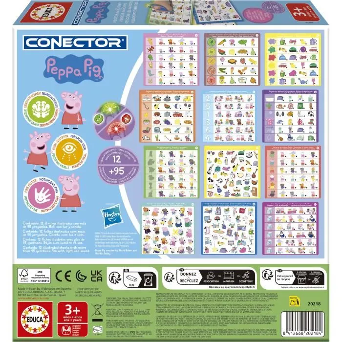 Educa - Conector Junior - Jeu éducatif électronique Peppa Pig - Apprentissage interactif avec son et lumière - Questions-réponses - Dès 3 ans