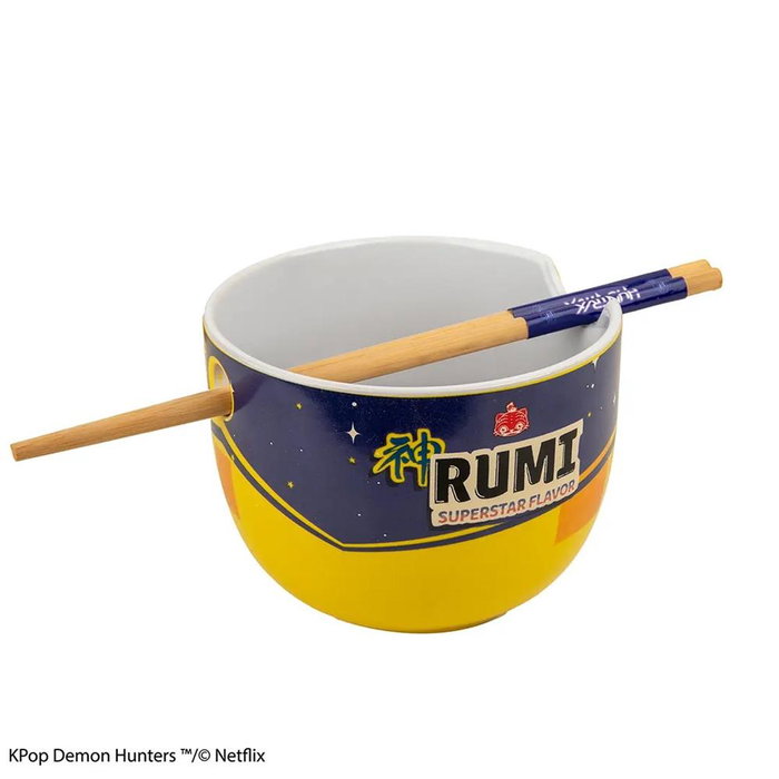 Cinereplicas Bol à ramen Rumi Superstar Flavor Kpop Demon Hunters avec baguettes en bambou Cinereplicas Bol à ramen Rumi Superstar Flavor Kpop Demon Hunters avec baguettes en bambou