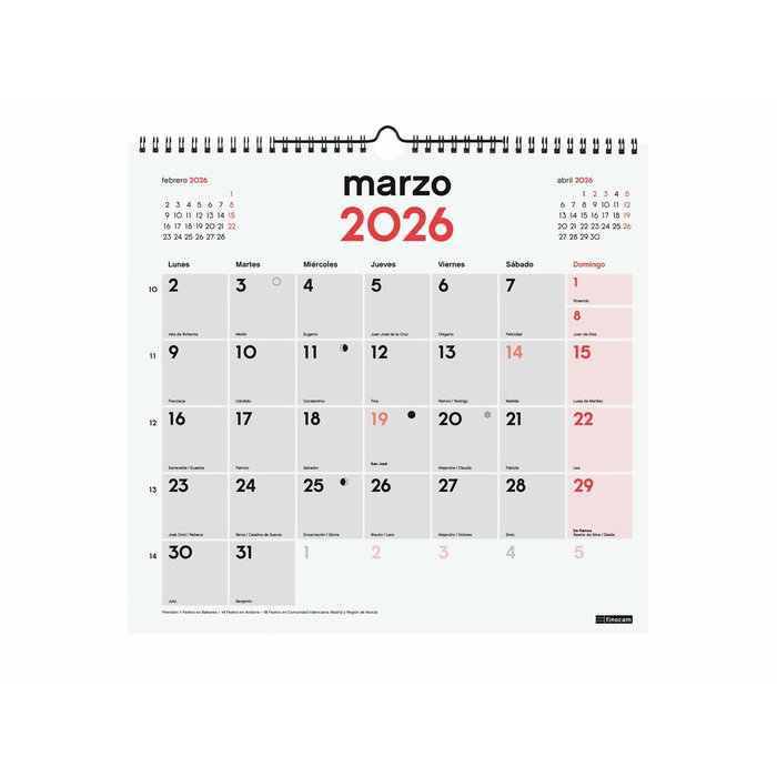 calendrier mural Finocam Papier 34 x 32 cm calendrier mural Finocam Papier 34 x 32 cm