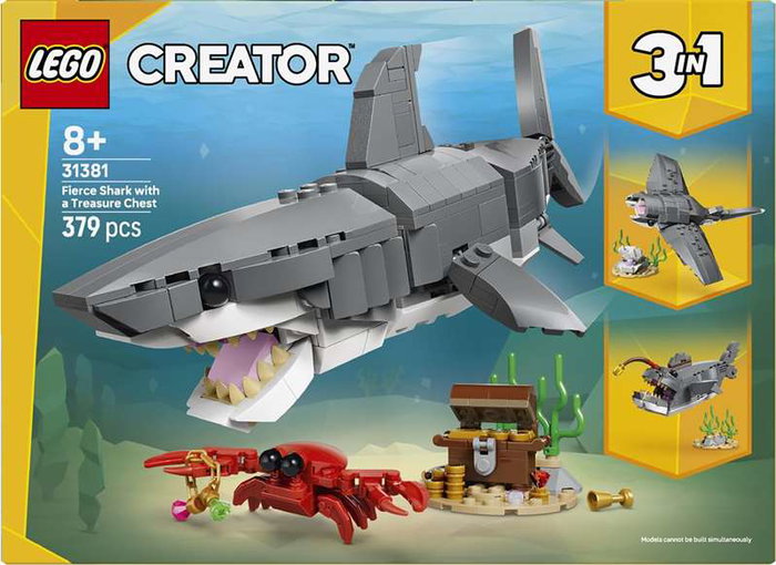 LEGO Creator 3-en-1 Le Redoutable Requin et le Coffre au Trésor, 379 pièces LEGO Creator 3-en-1 Le Redoutable Requin et le Coffre au Trésor, 379 pièces