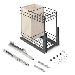 Emuca Chariot coulissant Titane avec paniers et sac à pain, Gris anthracite