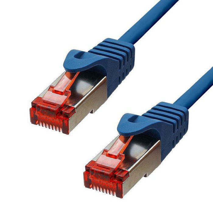 ProXtend Câble Ethernet CAT6 F/UTP 100% cuivre, gaine LSZH, blindé, 20 mètres, bleu, avec connecteur doré 50µ