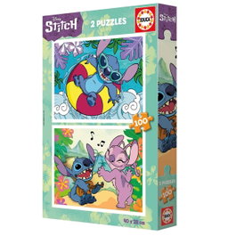 Educa Disney - Puzzle double 2x100 pièces Stitch - Carton recyclé - 2 puzzles de 40 x 28 cm - À partir de 6 ans