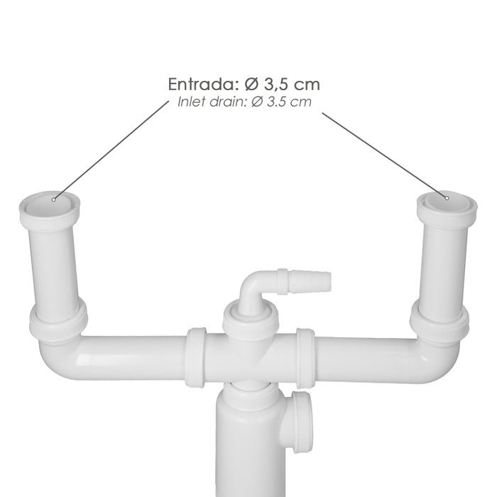 ABRISA Siphon Double Extensible avec Double Évacuation, Sortie 1 1/2 pouce et Ø 40 mm