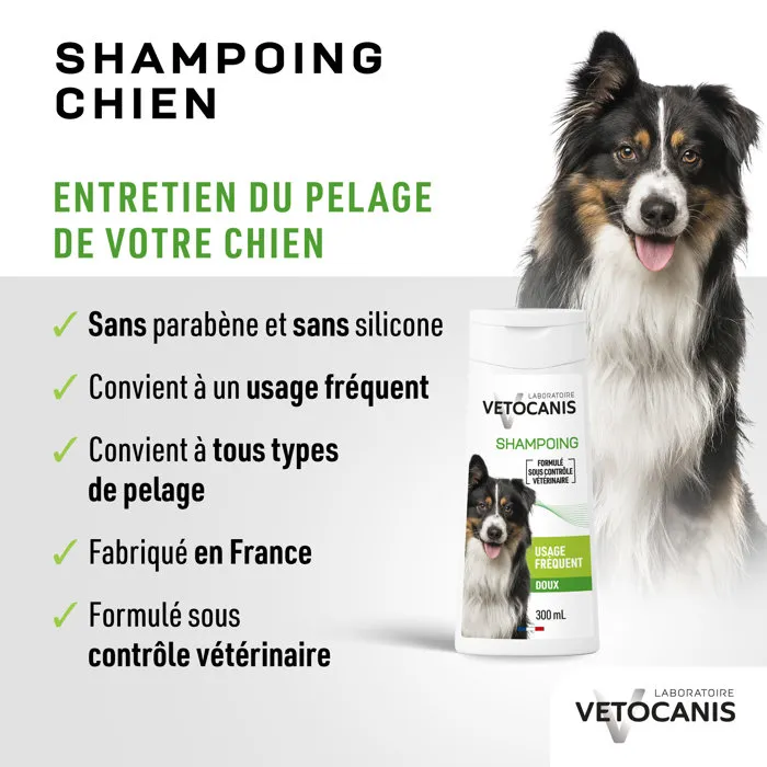 Vetocanis Shampoing pour Chien - 300 ml - Hydratant, Doux, Sans Irritation pour Usage Régulier - Soin du Pelage