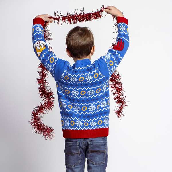 Cerdà - Pull à motif de Noël Sonic, Taille 10 ans, Âge recommandé 10 ans, Bleu