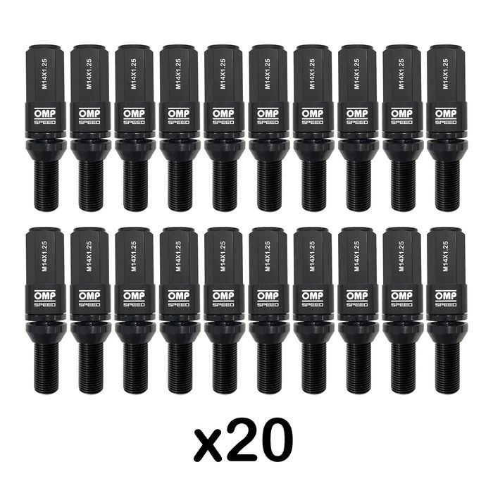 Omp OMPS09971401 Boulons De Roue Aluminium 7075 Noir M14x1.25 28mm Jeu 20 Omp OMPS09971401 Boulons De Roue Aluminium 7075 Noir M14x1.25 28mm Jeu 20