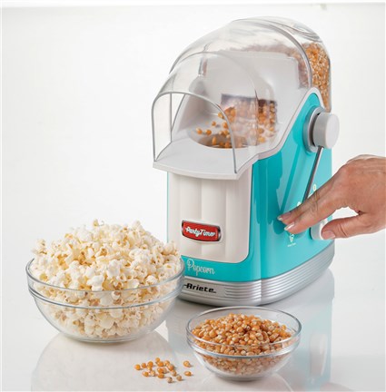 Ariete 2958/01 Machine à Pop-corn Party Time Bleu, Appareil à Pop-corn Rétro avec Réservoir de 600 g
