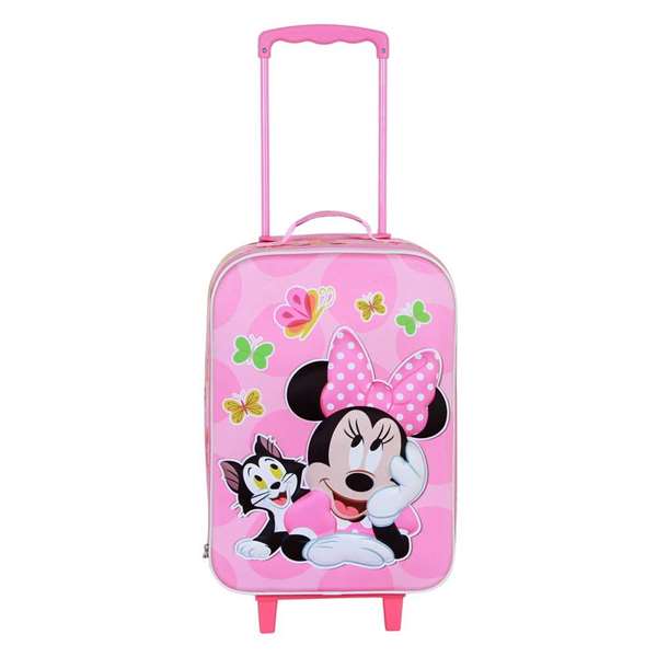 Karactermania Valise à roulettes soft 3D Minnie Mouse Kitten 52 x 33 x 17 cm (Cabine) - Rose