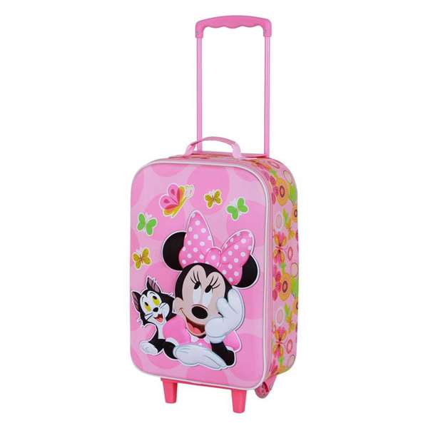 Karactermania Valise à roulettes soft 3D Minnie Mouse Kitten 52 x 33 x 17 cm (Cabine) - Rose