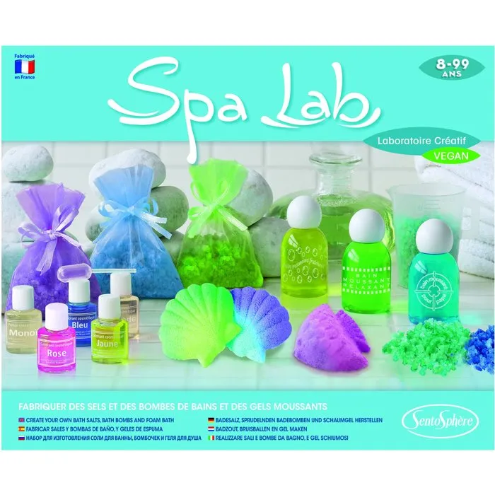 Sentosphere Spa Lab - Coffret Création de Cosmétiques DIY pour Ambiance Spa Relaxante - Ingrédients Végétaliens - Mini Laboratoire - À Partir de 8 Ans