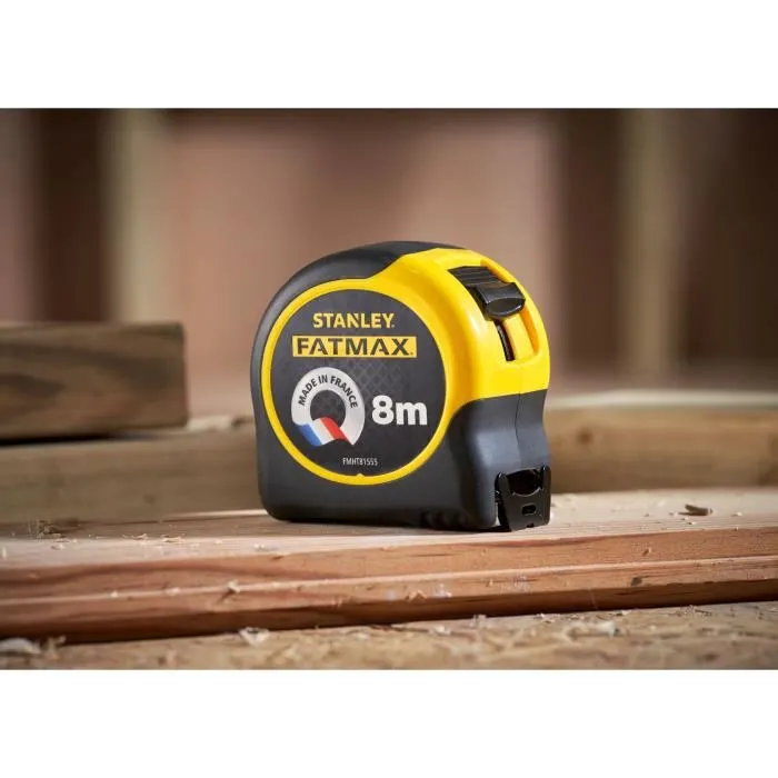 Stanley FMHT81555-0 - Mètre ruban 8 m x 32 mm FATMAX avec revêtement Blade Armor - Fabrication française - Ruban ultra-épais et anti-abrasion