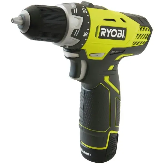 RYOBI - Perceuse-visseuse sans fil 12V RCD1201-220S - 25 Nm, mandrin 10 mm, 24 positions, 2 batteries lithium 2 Ah, chargeur et sac de transport