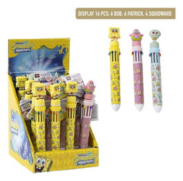 Cerdá Présentoir de 16 stylos à bille Bob l'éponge 10 couleurs