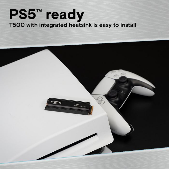 Crucial T500 SSD M.2 NVMe PCIe 4.0 avec dissipateur thermique - 1 To - Vitesse jusqu'à 7300 Mo/s - Compatible PS5 et PC