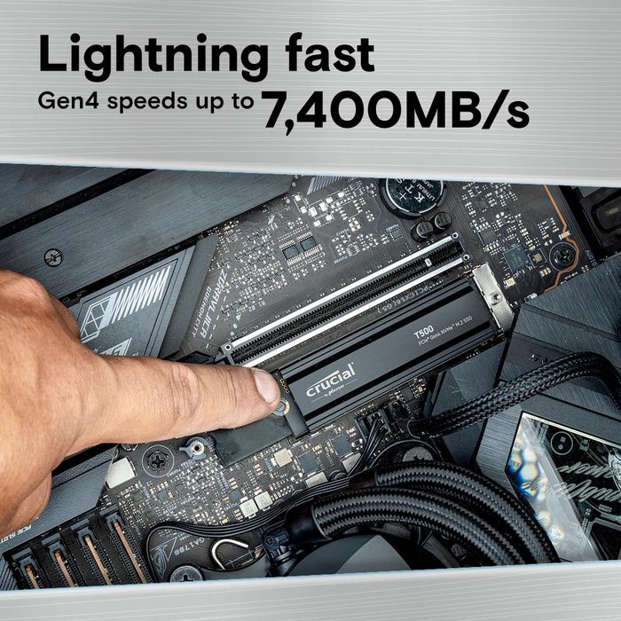 Crucial T500 SSD M.2 NVMe PCIe 4.0 avec dissipateur thermique - 1 To - Vitesse jusqu'à 7300 Mo/s - Compatible PS5 et PC