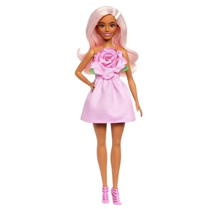 Barbie - Poupée Barbie Fashionistas, Robe Sans Bretelle Rose avec Accessoires - HYT94 Barbie - Poupée Barbie Fashionistas, Robe Sans Bretelle Rose avec Accessoires - HYT94