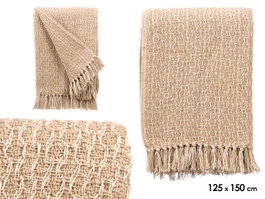 GIFTDECOR Plaid multiusos entrelacé beige 125x150cm