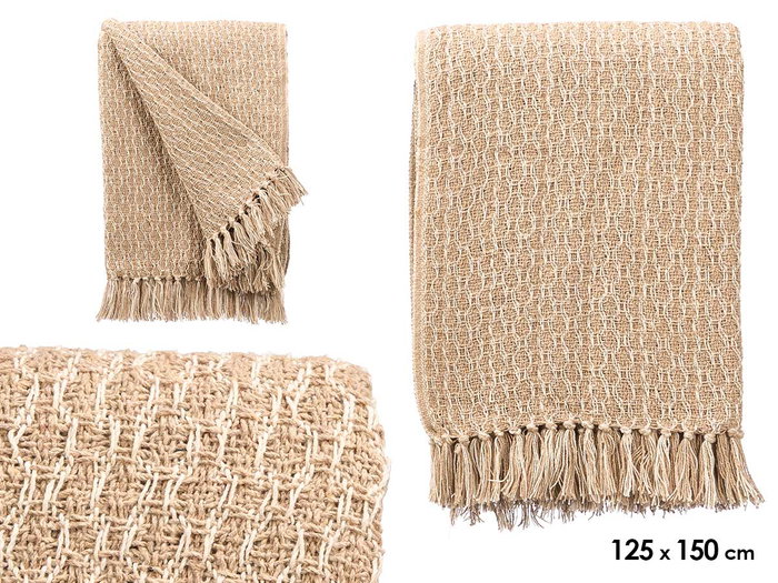GIFTDECOR Plaid multiusos entrelacé beige 125x150cm GIFTDECOR Plaid multiusos entrelacé beige 125x150cm