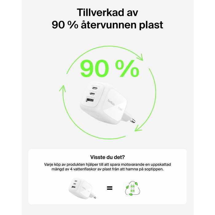 Belkin Câble USB WCH018HQWH Blanc