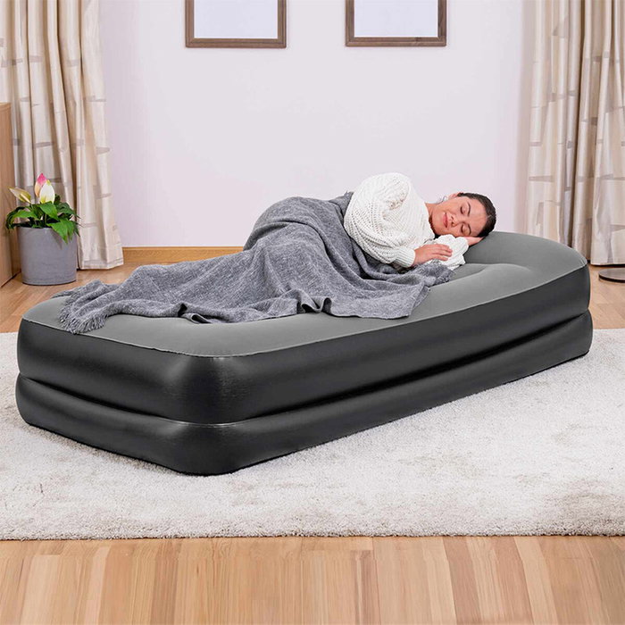 Bestway Lit gonflable Tritech 1 place avec pompe électrique intégrée, Gris