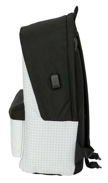Safta Sac à dos double pour ordinateur portable 15,6" avec chargeur USB Real Madrid 1er équipement 24/25 - 31x44x18 cm