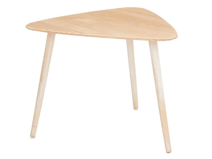 Giftdecor Table Basse Triangle Naturel Blanc 60x48x64 cm Bois Pin