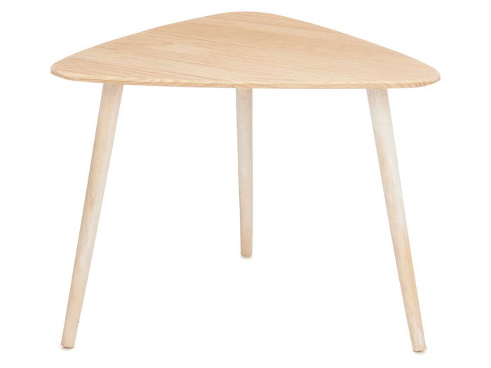 Giftdecor Table Basse Triangle Naturel Blanc 60x48x64 cm Bois Pin