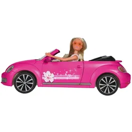 Simba Toys Steffi Love VW Beetle Cabriolet, voiture de sport jouet pour poupée Steffi, longueur 45 cm, à partir de 3 ans