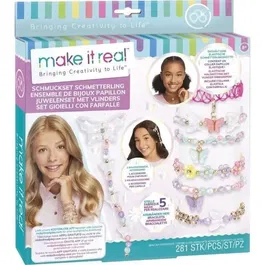 Lansay Make It Real Jeu de Création Bijoux 41323 - Kit Bracelets Papillon avec Perles et Breloques - Jeu Créatif pour Enfants dès 8 Ans