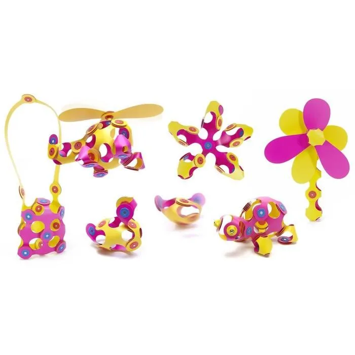 Gipsy Toys Clixo - Jeu de construction magnétique flexible et créatif - 30 pièces rose et jaune - À partir de 4 ans