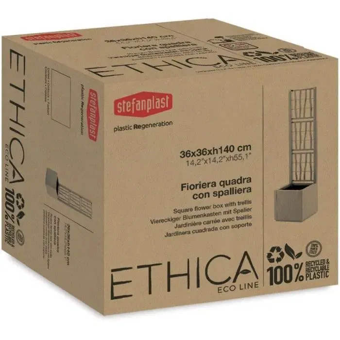 Stefanplast Bac à Fleurs ETHICA - Craie - Carré avec Treillis Intégré - 38 L - 36x36x140 cm - Pour Plantes Grimpantes Stefanplast Bac à Fleurs ETHICA - Craie - Carré avec Treillis Intégré - 38 L - 36x36x140 cm - Pour Plantes Grimpantes