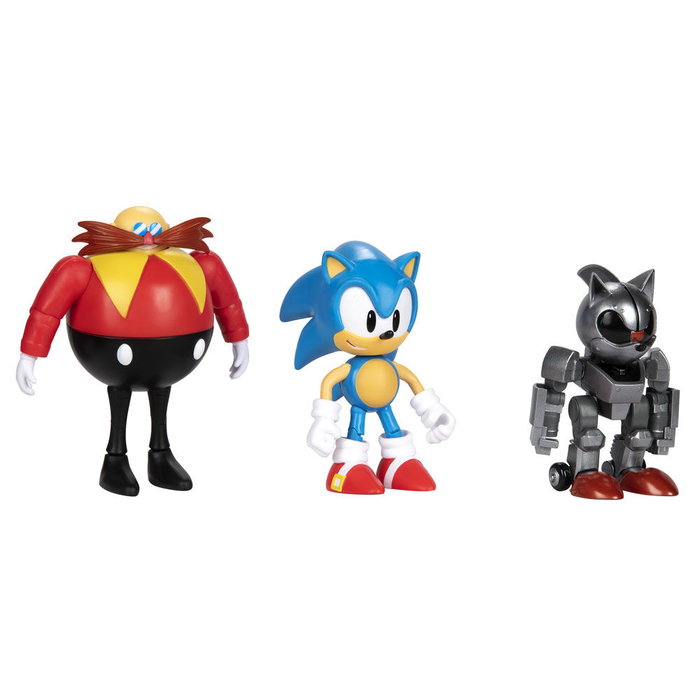 JAKKS PACIFIC - Blister de 3 figurines Sonic The Hedgehog 30th Anniversary - Figurines articulées de 10 cm - Sonic, Tails, Knuckles - Jeu de collection