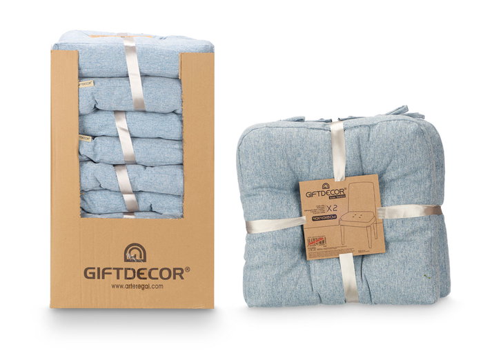 GIFTDECOR Set de 2 coussins pour chaise bleu 40x40cm (Lot de 6)