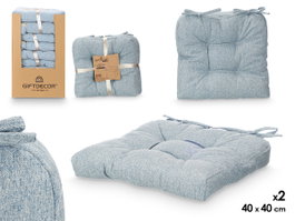 GIFTDECOR Set de 2 coussins pour chaise bleu 40x40cm (Lot de 6)