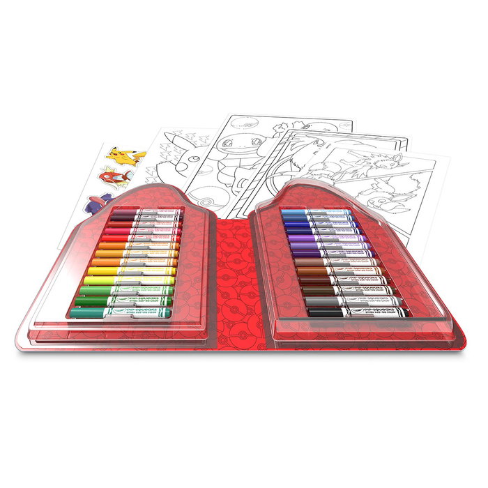 Crayola Coffret à Colorier Pokémon Maletin 45 Pièces avec 26 Feutres, 20 Pages à Colorier et Autocollants - Version Espagnole