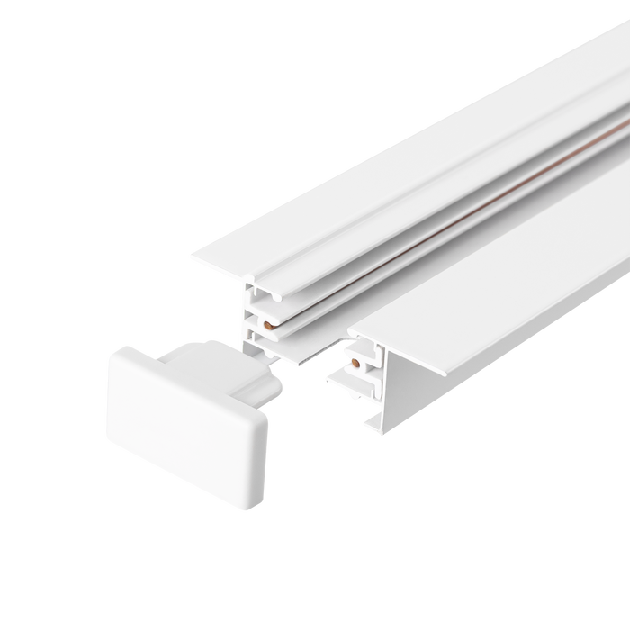 Rail encastré monophasé de 2m blanc pour spots LED Rail encastré monophasé de 2m blanc pour spots LED