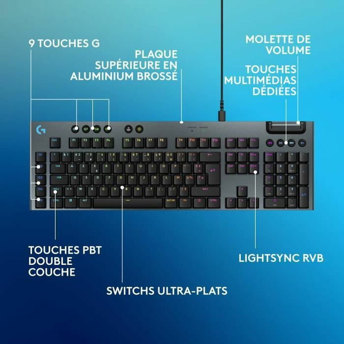 Logitech G G915 X Clavier Gamer Filaire AZERTY Noir Switches Tactiles Logitech G G915 X Clavier Gamer Filaire AZERTY Noir Switches Tactiles