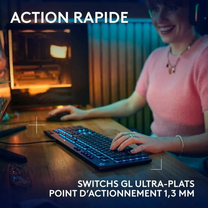 Logitech G G915 X Clavier Gamer Filaire AZERTY Noir Switches Tactiles Logitech G G915 X Clavier Gamer Filaire AZERTY Noir Switches Tactiles