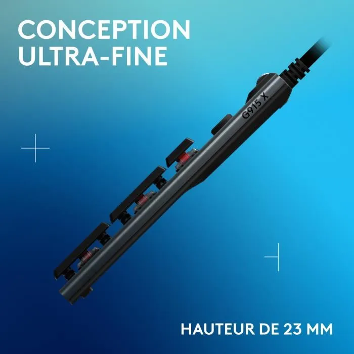 Logitech G G915 X - Clavier gamer filaire AZERTY, switches tactiles, rétroéclairage, Noir (475 x 30 x 22 mm, 810 g)