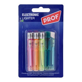 Prof Briquet électronique jetable couleurs assorties Lot de 4 8,2 x 2,2 x 1,2 cm