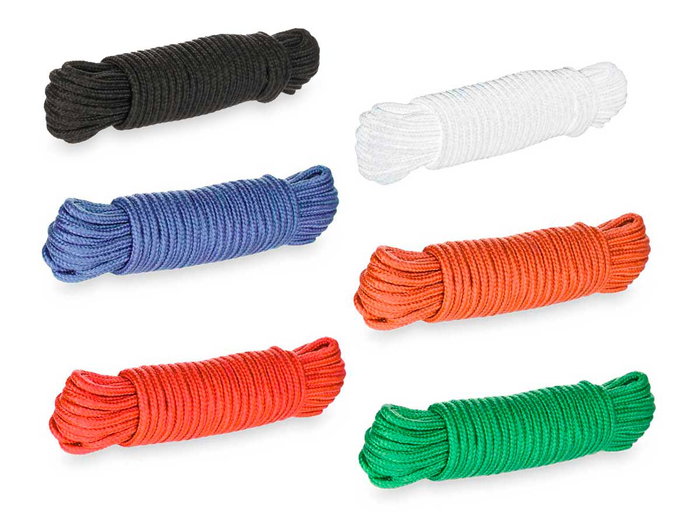 Arte Regal Corde à Linge en Plastique 10 m x 6 mm Lot de 6 Couleurs Assorties (Bleu, Blanc, Orange, Rouge, Vert, Noir) (Set de 24)